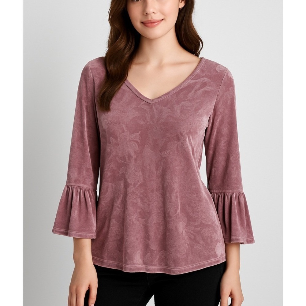 Vintage Y2K Cato Burnout Velvet Top Womens Small Pink Coquette Fairy Balletcore